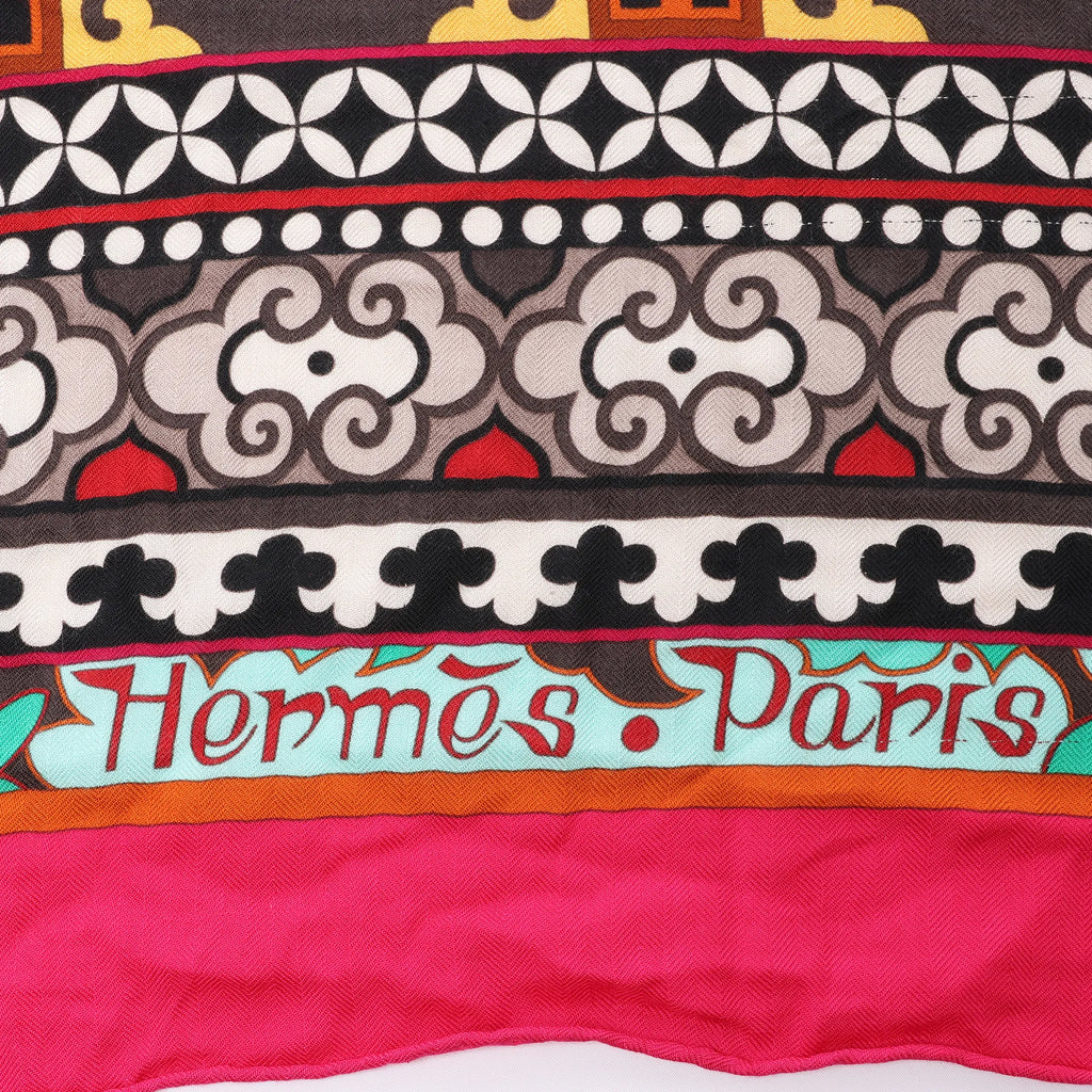 Hermès Carré Géant "La Femme aux Semelles de Vent" Cashmere & Silk Scarf in Pink
