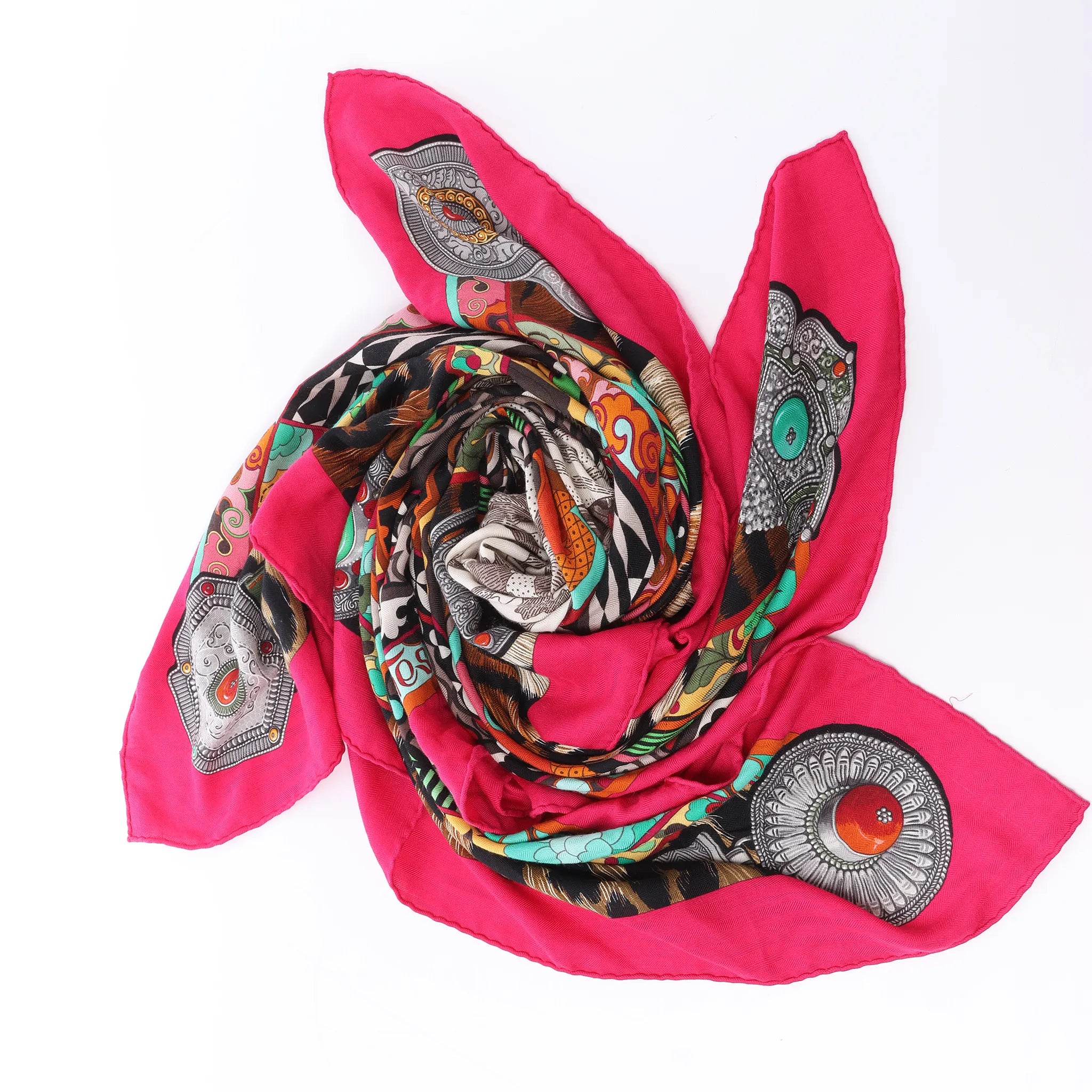 Hermès Carré Géant "La Femme aux Semelles de Vent" Cashmere & Silk Scarf in Pink