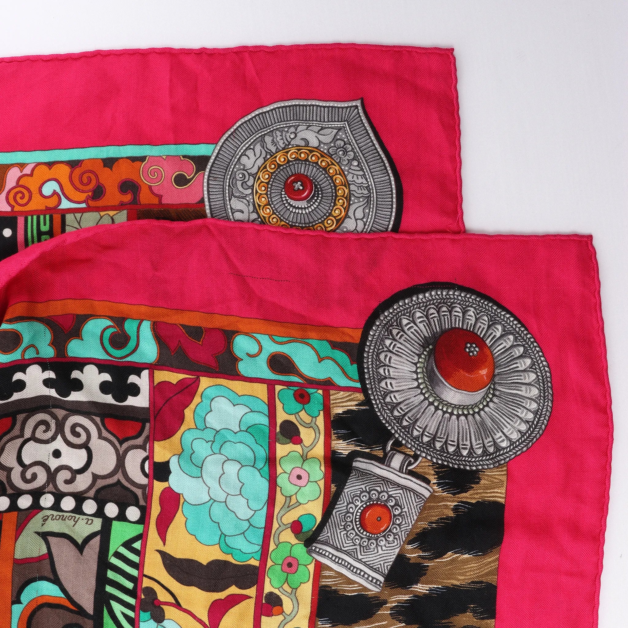 Hermès Carré Géant "La Femme aux Semelles de Vent" Cashmere & Silk Scarf in Pink
