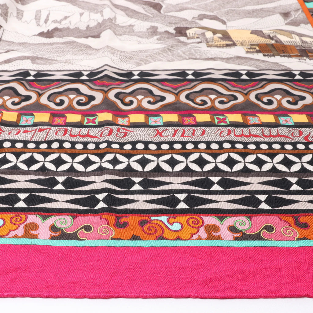 Hermès Carré Géant "La Femme aux Semelles de Vent" Cashmere & Silk Scarf in Pink