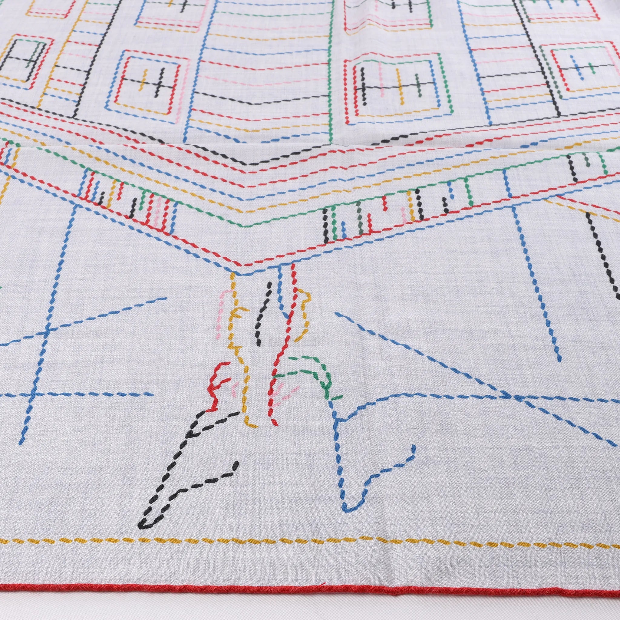 Hermès Carré Géant "PIQUE SELLIER" Cashmere & Silk Scarf in Gray