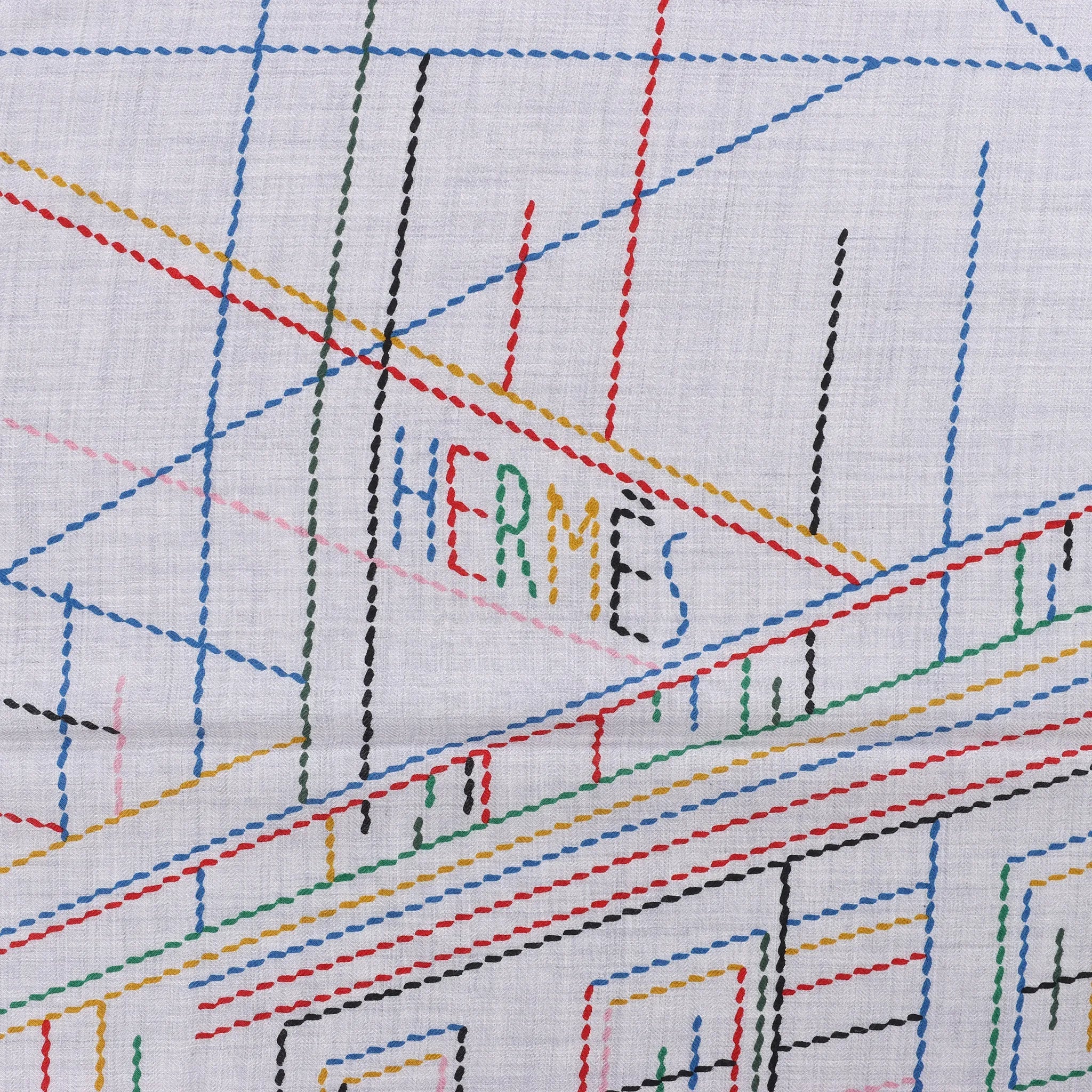 Hermès Carré Géant "PIQUE SELLIER" Cashmere & Silk Scarf in Gray