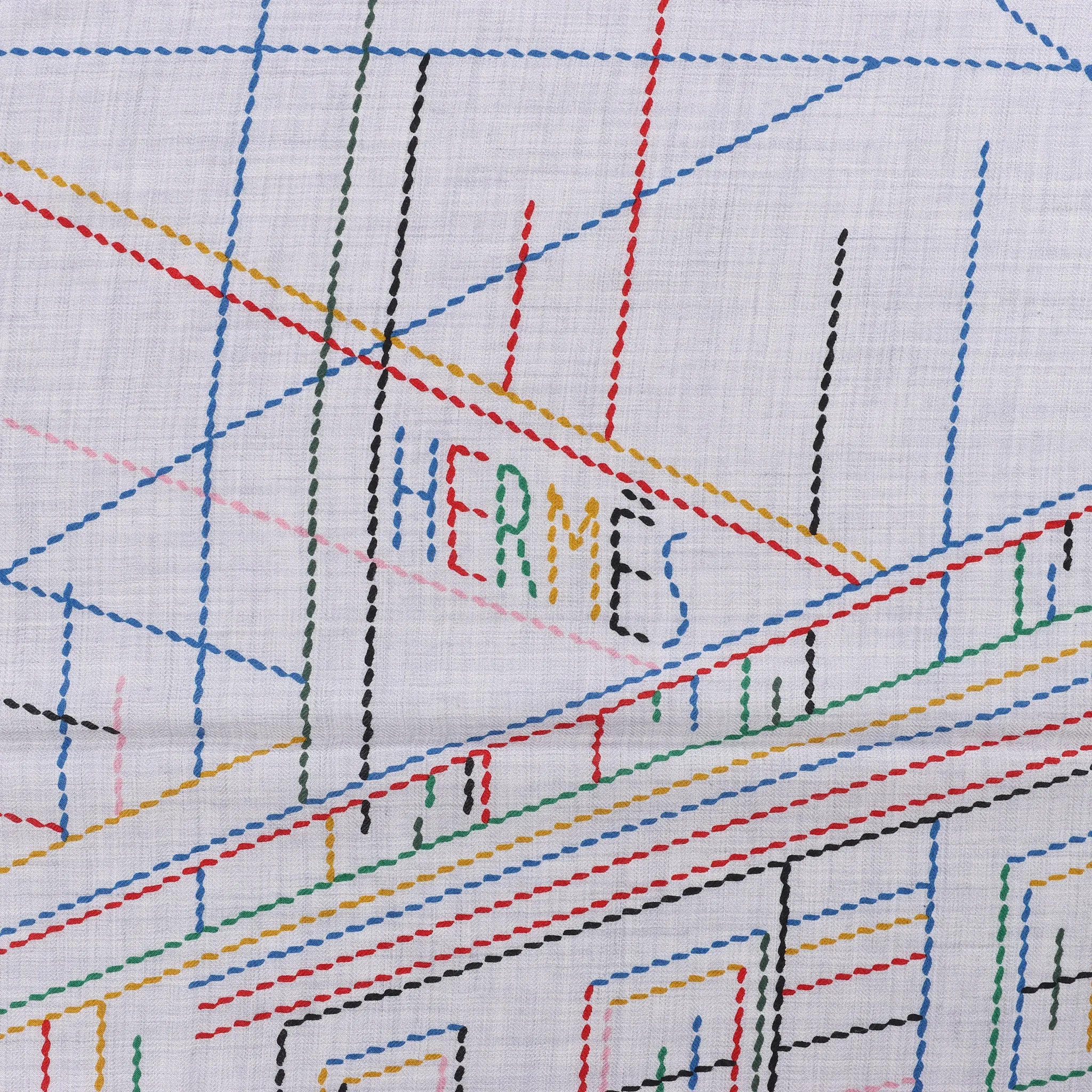 Hermès Carré Géant "PIQUE SELLIER" Cashmere & Silk Scarf in Gray