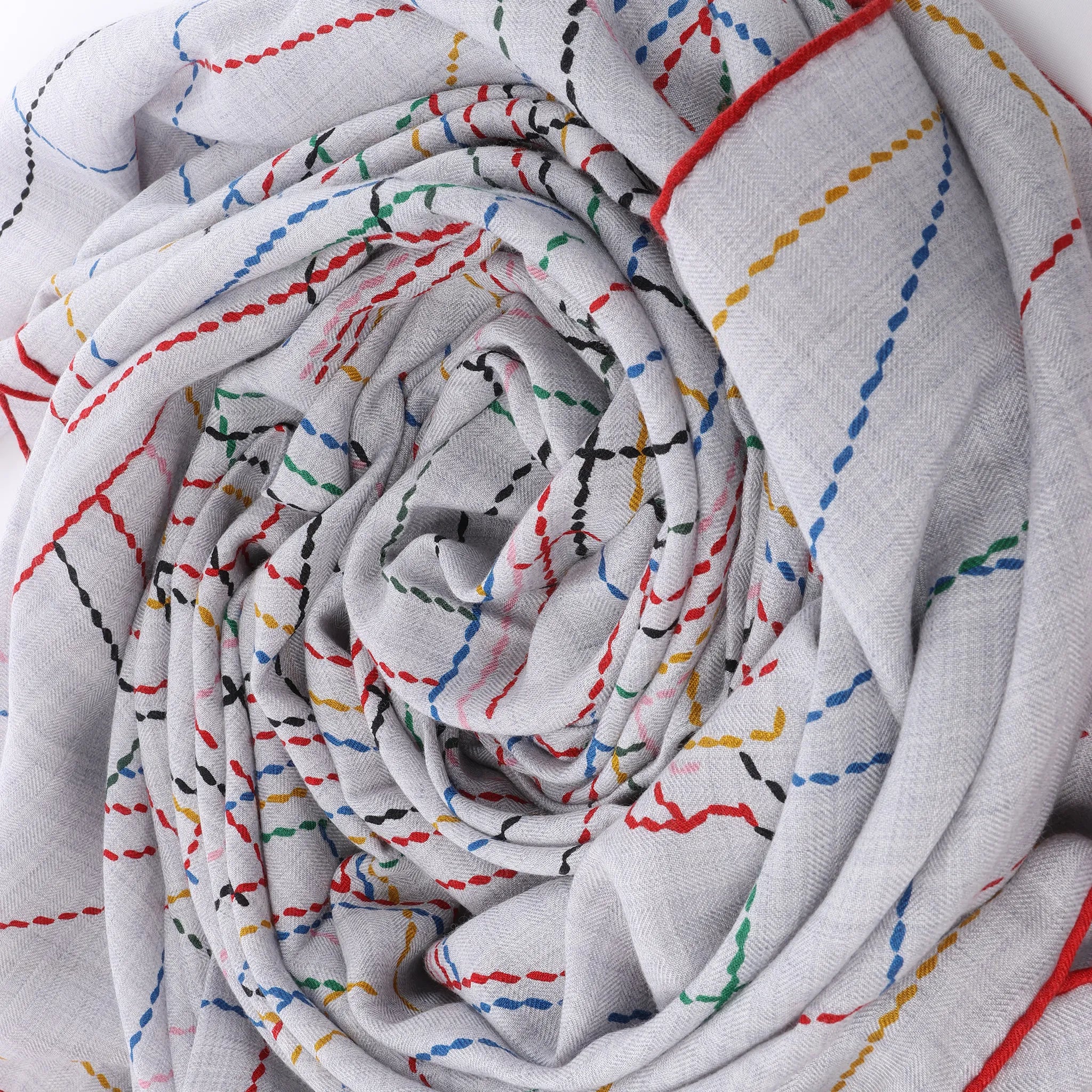 Hermès Carré Géant "PIQUE SELLIER" Cashmere & Silk Scarf in Gray