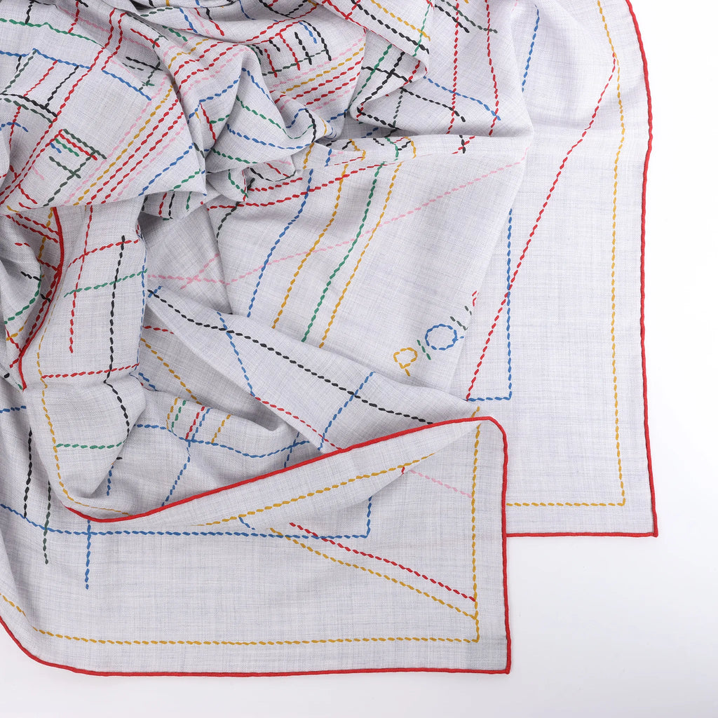 Hermès Carré Géant "PIQUE SELLIER" Cashmere & Silk Scarf in Gray