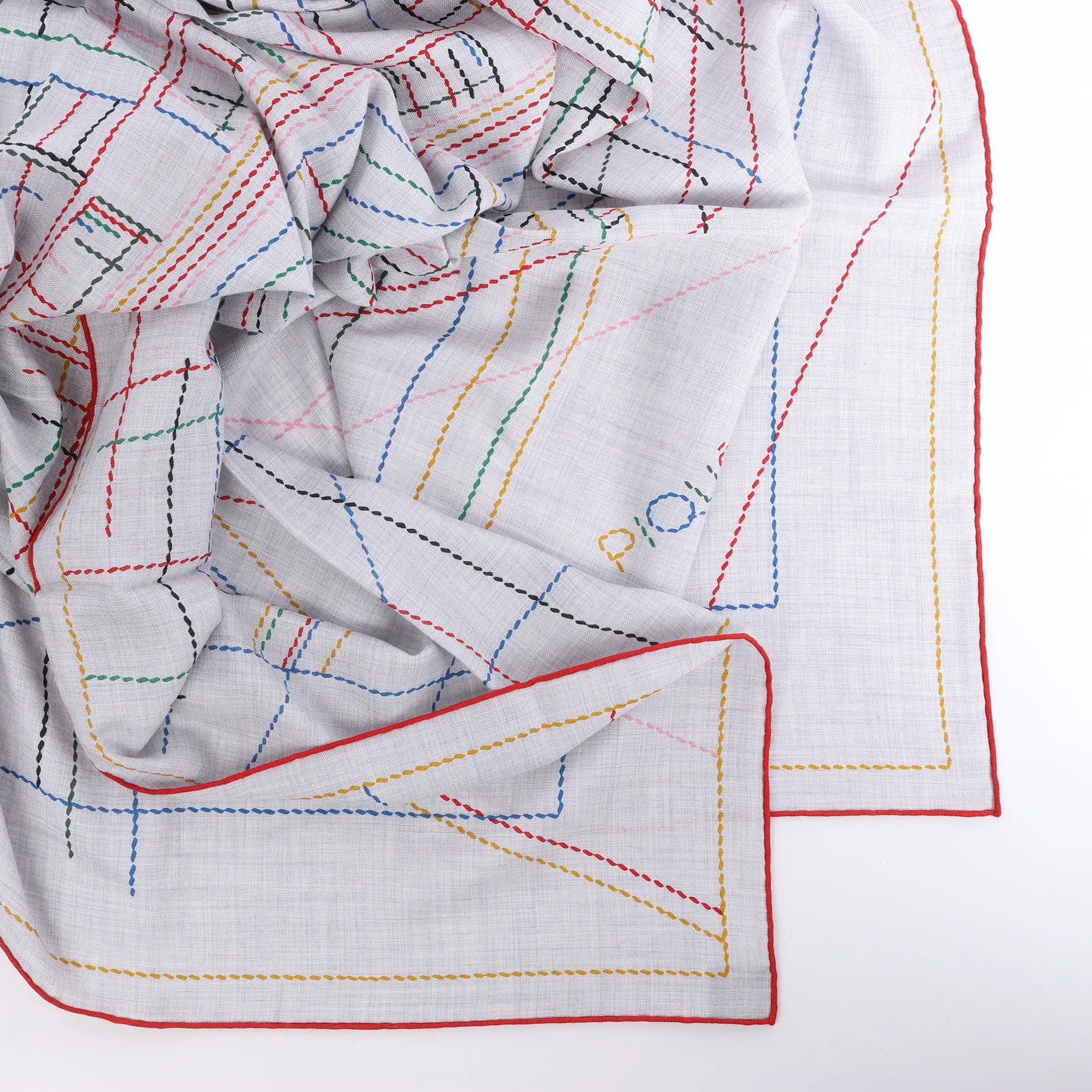 Hermès Carré Géant "PIQUE SELLIER" Cashmere & Silk Scarf in Gray