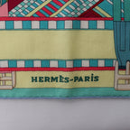 Hermès Carré Geant "SANGLES EN ZIGZAG" Cashmere and Silk Scarf in Green x Purple