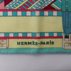 Hermès Carré Geant "SANGLES EN ZIGZAG" Cashmere and Silk Scarf in Green x Purple