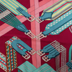 Hermès Carré Geant "SANGLES EN ZIGZAG" Cashmere and Silk Scarf in Green x Purple