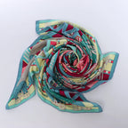 Hermès Carré Geant "SANGLES EN ZIGZAG" Cashmere and Silk Scarf in Green x Purple