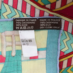 Hermès Carré Geant "SANGLES EN ZIGZAG" Cashmere and Silk Scarf in Green x Purple