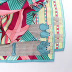 Hermès Carré Geant "SANGLES EN ZIGZAG" Cashmere and Silk Scarf in Green x Purple