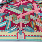 Hermès Carré Geant "SANGLES EN ZIGZAG" Cashmere and Silk Scarf in Green x Purple