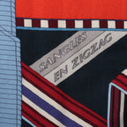 Hermès Carré Géant "SANGLES EN ZIGZAG" Cashmere x Silk scarf in Blue x Red