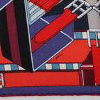 Hermès Carré Géant "SANGLES EN ZIGZAG" Cashmere x Silk scarf in Blue x Red