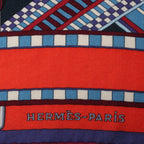 Hermès Carré Géant "SANGLES EN ZIGZAG" Cashmere x Silk scarf in Blue x Red