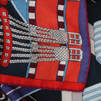 Hermès Carré Géant "SANGLES EN ZIGZAG" Cashmere x Silk scarf in Blue x Red