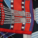 Hermès Carré Géant "SANGLES EN ZIGZAG" Cashmere x Silk scarf in Blue x Red