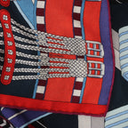 Hermès Carré Géant "SANGLES EN ZIGZAG" Cashmere x Silk scarf in Blue x Red