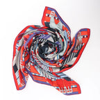 Hermès Carré Géant "SANGLES EN ZIGZAG" Cashmere x Silk scarf in Blue x Red
