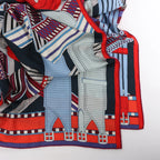 Hermès Carré Géant "SANGLES EN ZIGZAG" Cashmere x Silk scarf in Blue x Red