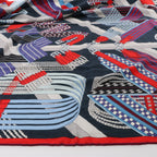 Hermès Carré Géant "SANGLES EN ZIGZAG" Cashmere x Silk scarf in Blue x Red