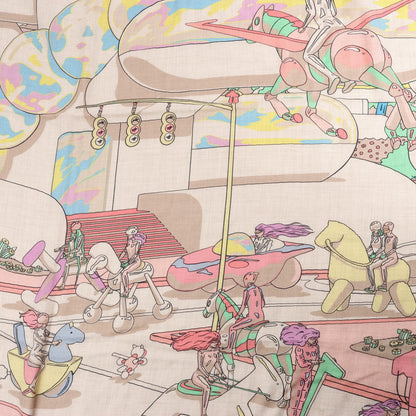 Hermès Carré Geant "LOCOMOTION" Cashmere and Silk Scarf in Beige