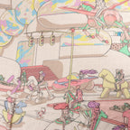 Hermès Carré Geant "LOCOMOTION" Cashmere and Silk Scarf in Beige