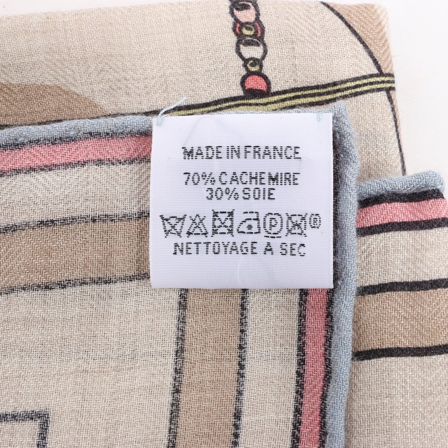 Hermès Carré Geant "LOCOMOTION" Cashmere and Silk Scarf in Beige