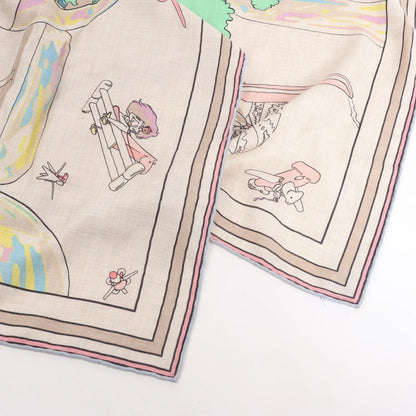 Hermès Carré Geant "LOCOMOTION" Cashmere and Silk Scarf in Beige