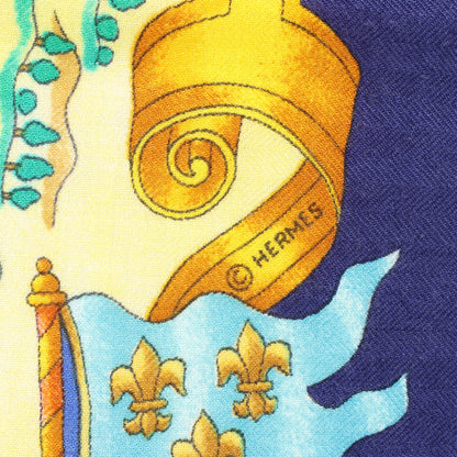 Hermès Carré Géant "VOILES DE LUMIERE" Cashmere x Silk scarf in Navy Blue