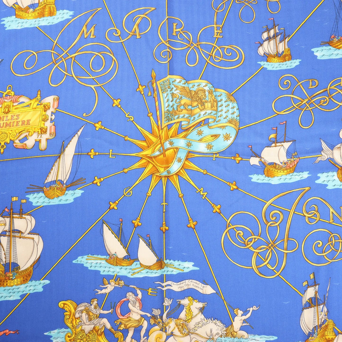 Hermès Carré Géant "VOILES DE LUMIERE" Cashmere x Silk scarf in Navy Blue