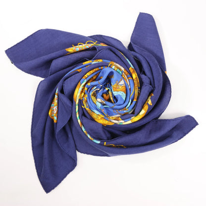 Hermès Carré Géant "VOILES DE LUMIERE" Cashmere x Silk scarf in Navy Blue