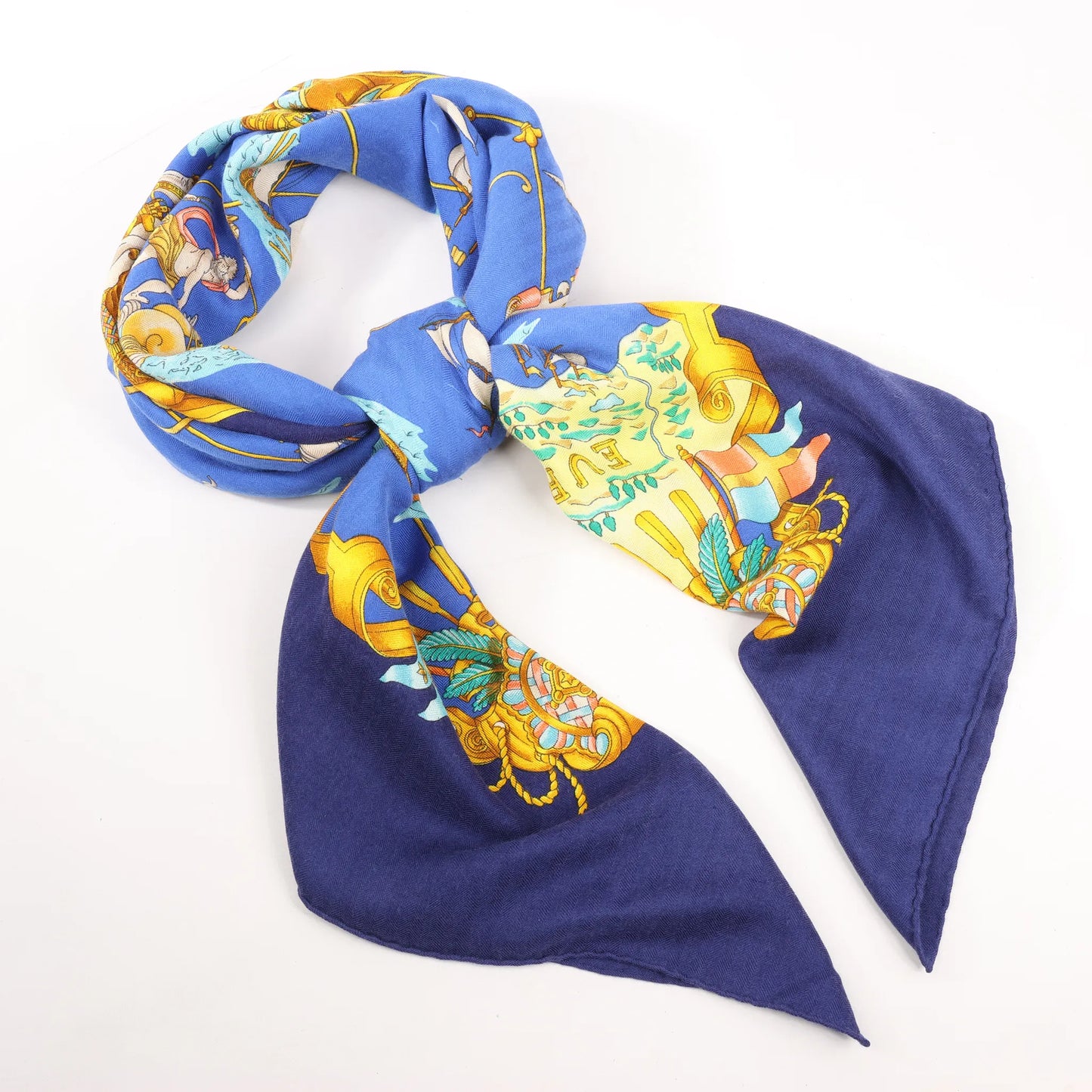 Hermès Carré Géant "VOILES DE LUMIERE" Cashmere x Silk scarf in Navy Blue