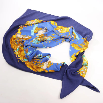 Hermès Carré Géant "VOILES DE LUMIERE" Cashmere x Silk scarf in Navy Blue