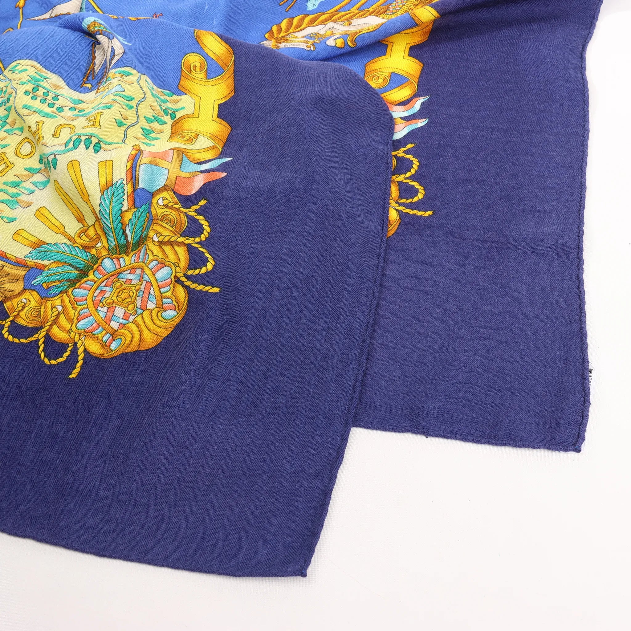 Hermès Carré Géant "VOILES DE LUMIERE" Cashmere x Silk scarf in Navy Blue