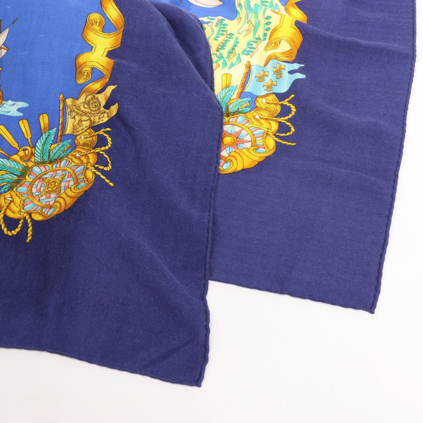 Hermès Carré Géant "VOILES DE LUMIERE" Cashmere x Silk scarf in Navy Blue