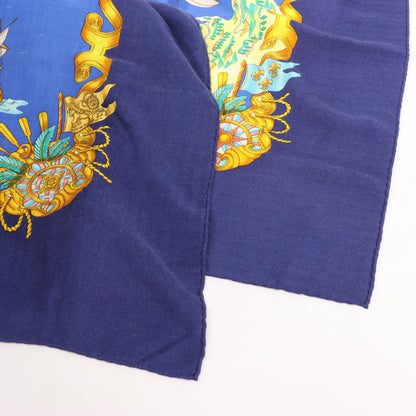 Hermès Carré Géant "VOILES DE LUMIERE" Cashmere x Silk scarf in Navy Blue