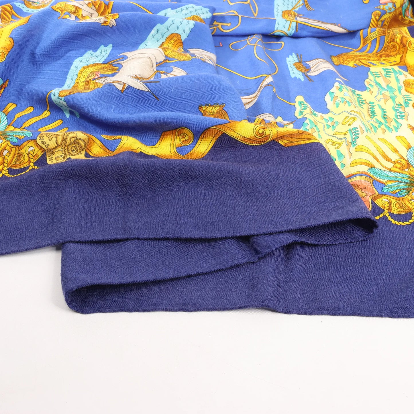 Hermès Carré Géant "VOILES DE LUMIERE" Cashmere x Silk scarf in Navy Blue