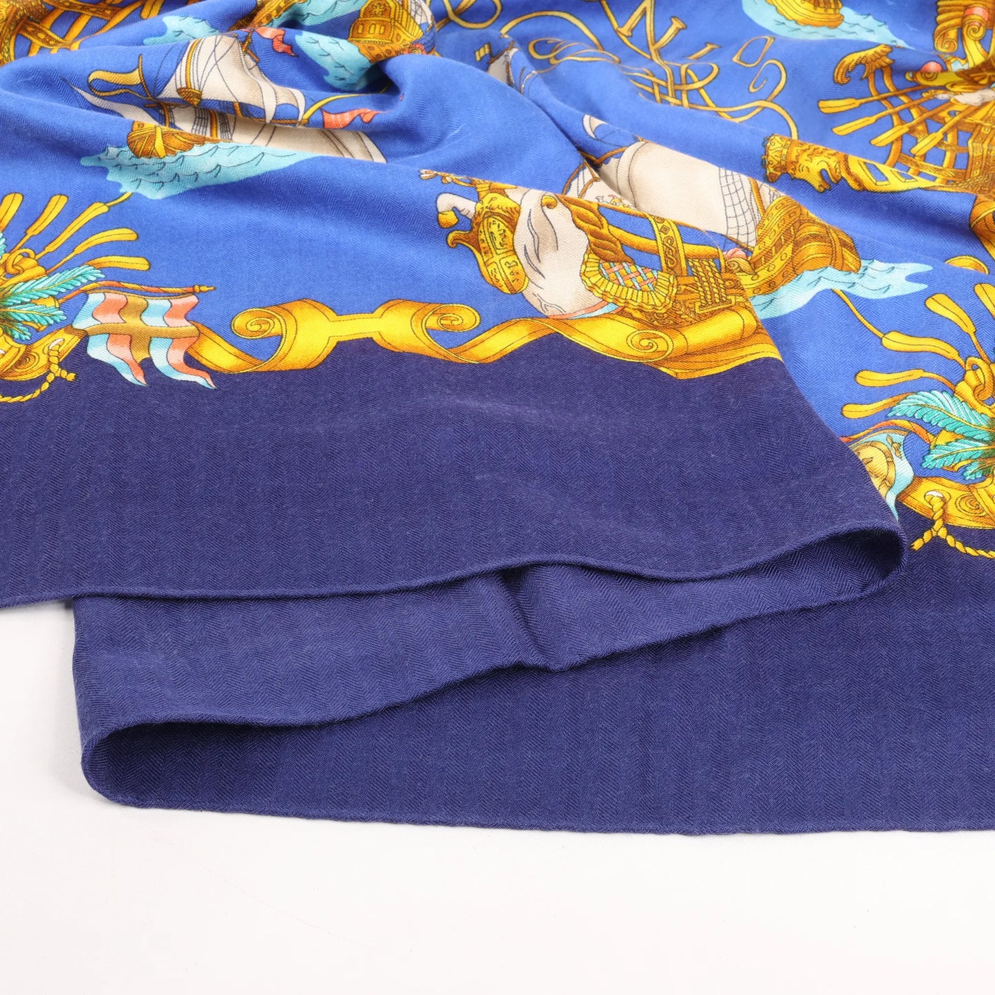 Hermès Carré Géant "VOILES DE LUMIERE" Cashmere x Silk scarf in Navy Blue