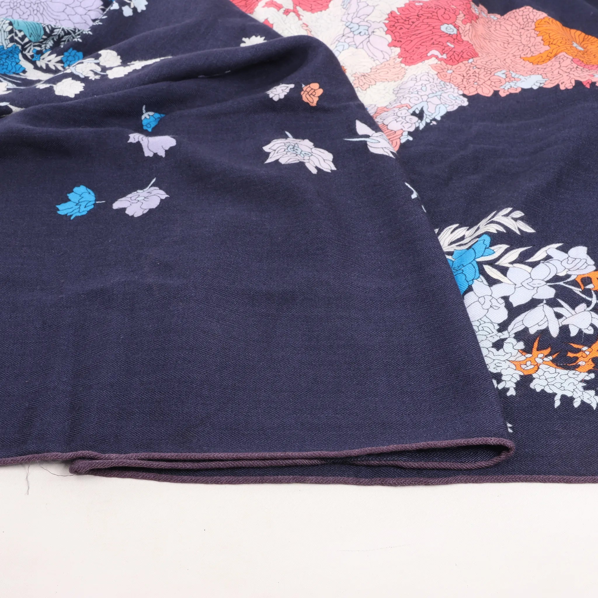 Hermès Carré Géant "Robe Legere" Cashmere x Silk handkerchief in Navy Blue