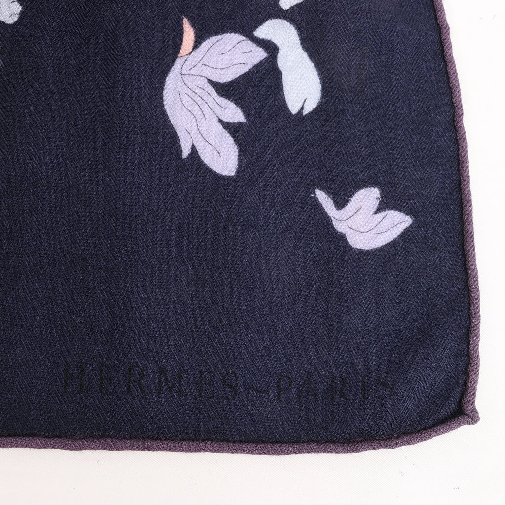 Hermès Carré Géant "Robe Legere" Cashmere x Silk handkerchief in Navy Blue