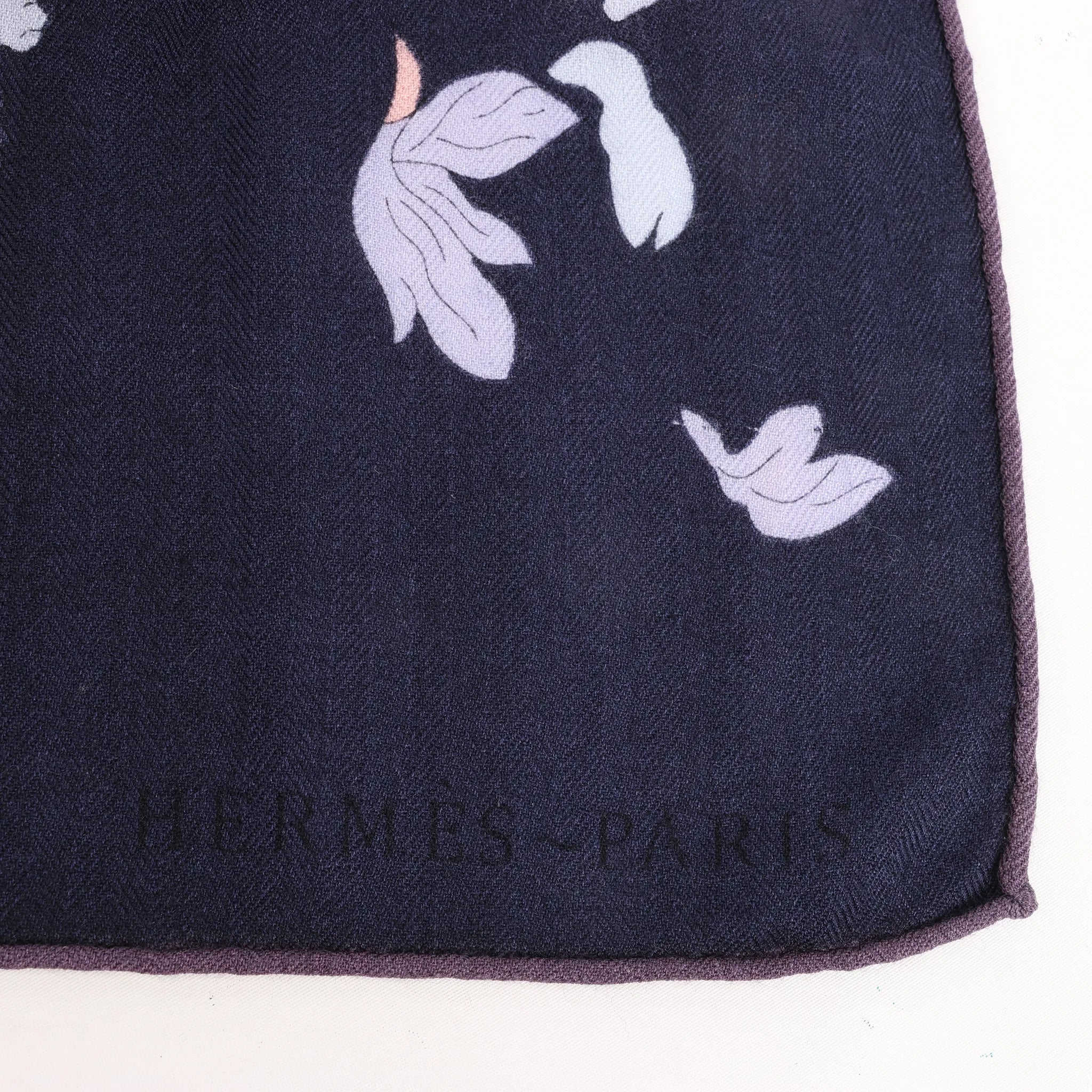 Hermès Carré Géant "Robe Legere" Cashmere x Silk handkerchief in Navy Blue
