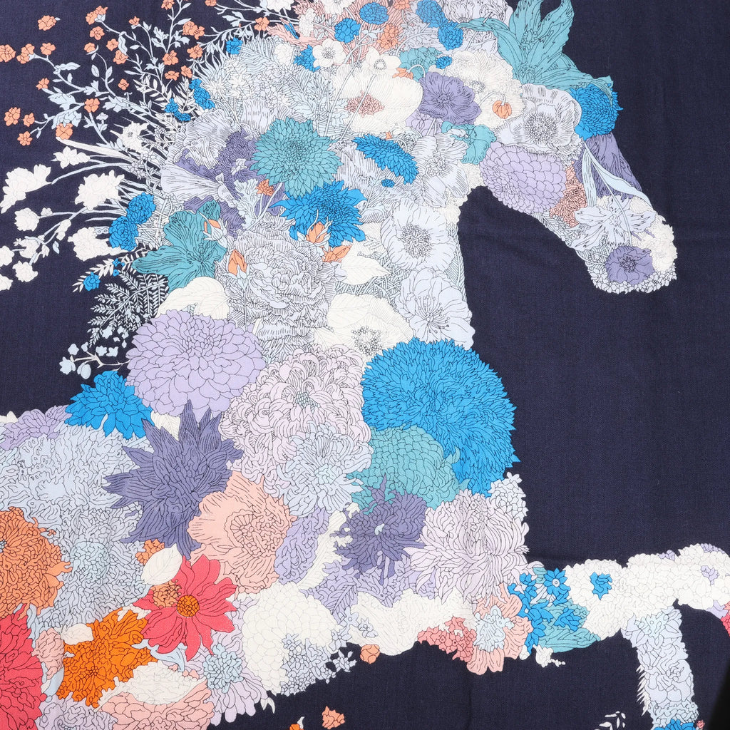 Hermès Carré Géant "Robe Legere" Cashmere x Silk handkerchief in Navy Blue
