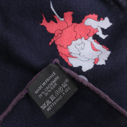 Hermès Carré Géant "Robe Legere" Mouchoir en Cachemire x Soie en Bleu Marine