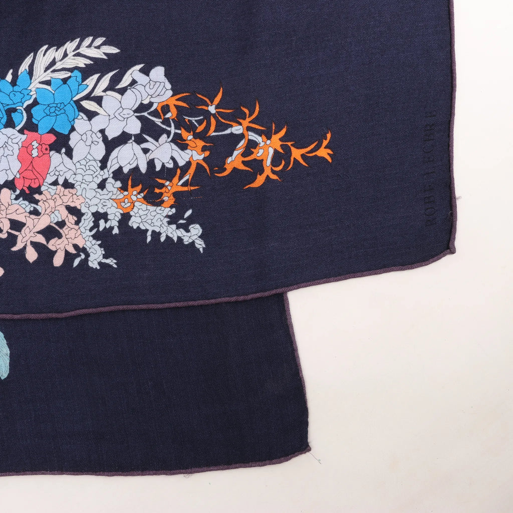 Hermès Carré Géant "Robe Legere" Cashmere x Silk handkerchief in Navy Blue