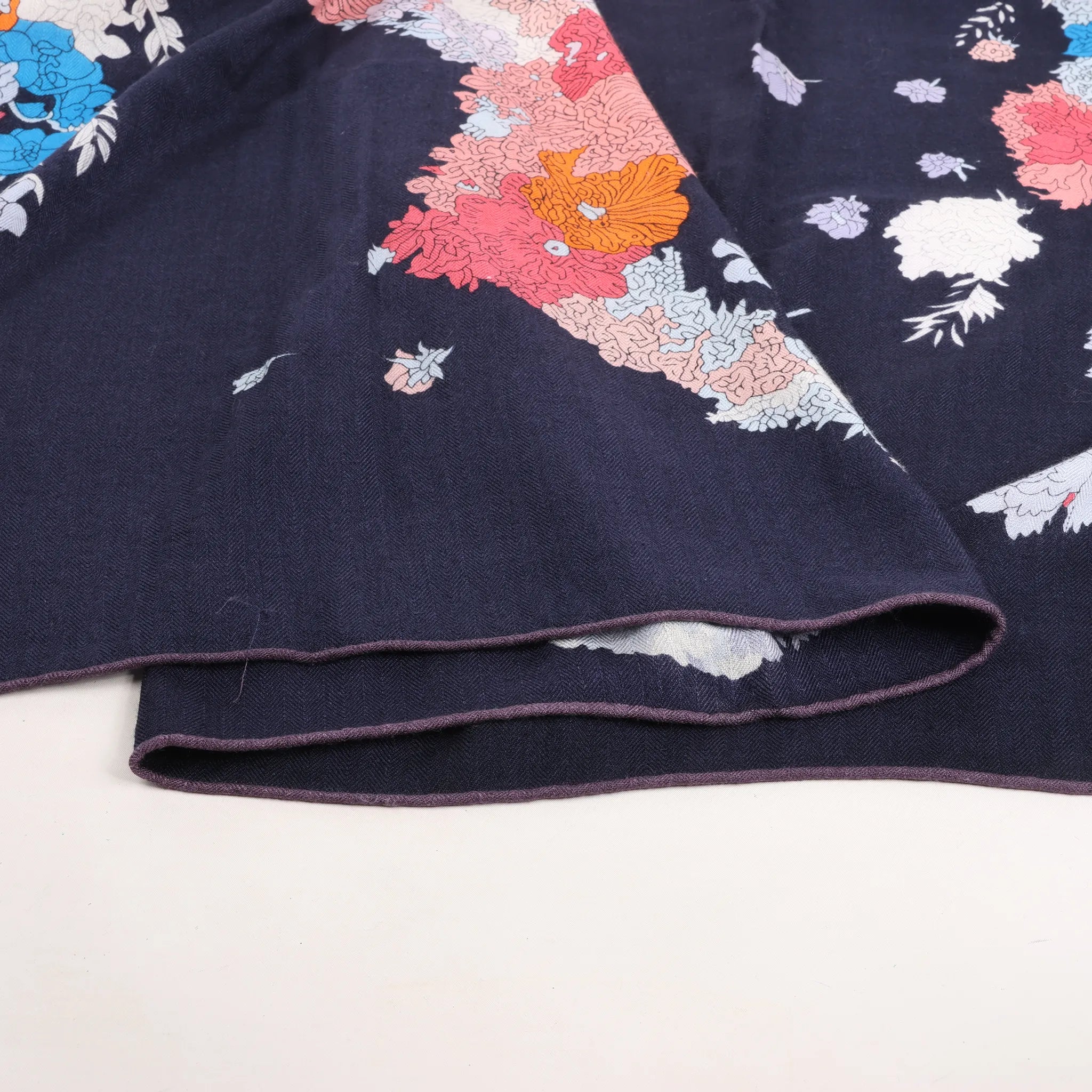 Hermès Carré Géant "Robe Legere" Cashmere x Silk handkerchief in Navy Blue