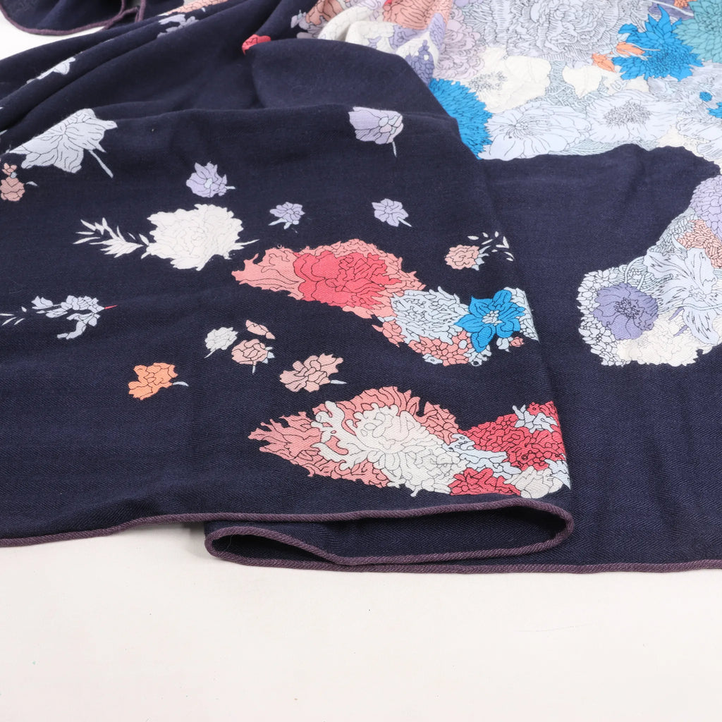 Hermès Carré Géant "Robe Legere" Cashmere x Silk handkerchief in Navy Blue