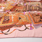 Hermès Carré 140 "VOYAGE EN ETOFFES" Cashmere x Silk handkerchief in Pink