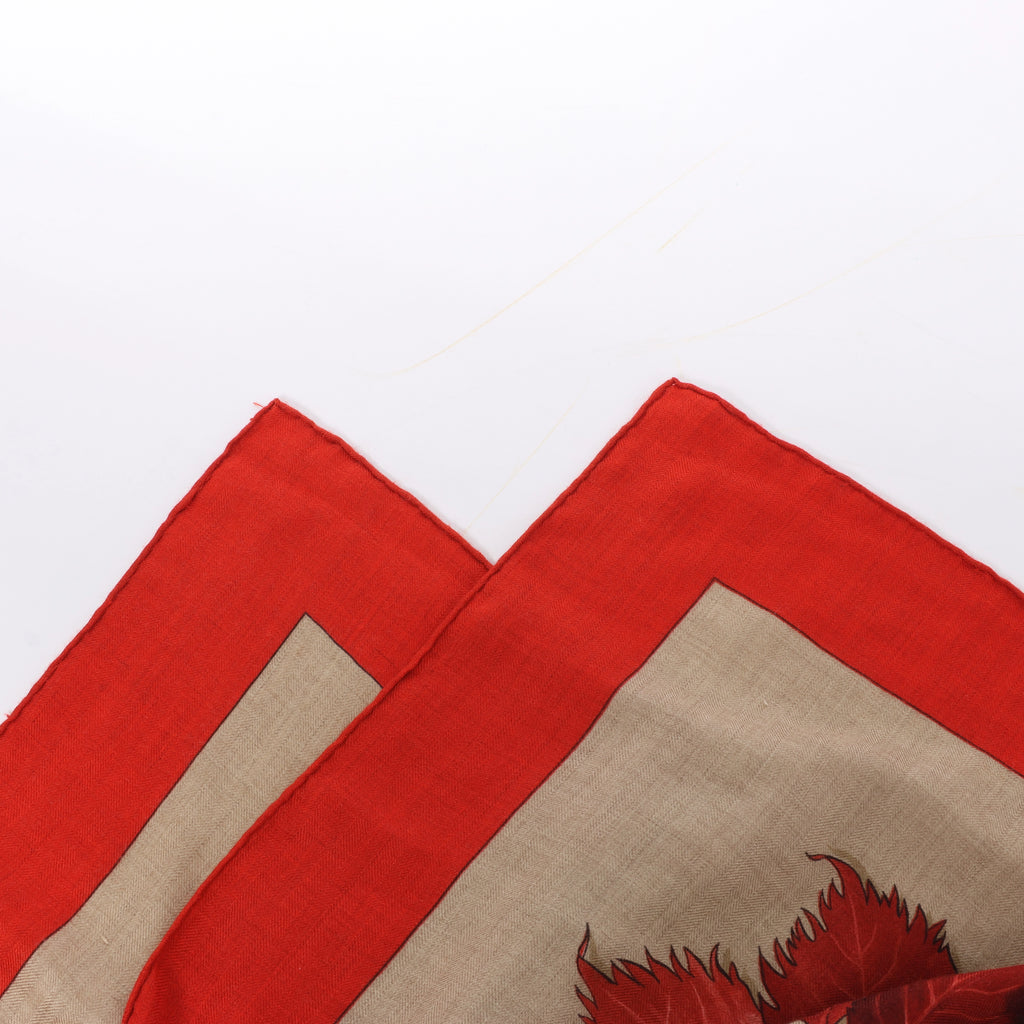 Hermès Carré Geant "Tourbillon" Cashmere x Silk handkerchief in Blue Red x Beige